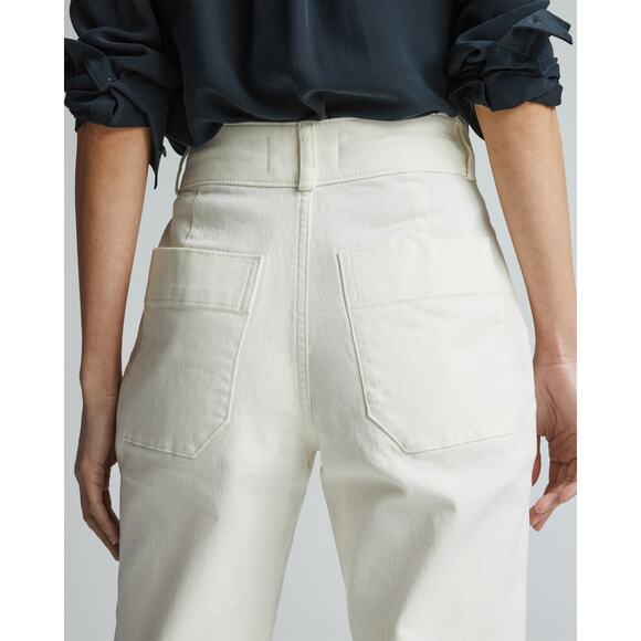 NWT Everlane The Organic Cotton Straight Leg Crop Pant In Bone Size 16 - Picture 3 of 9